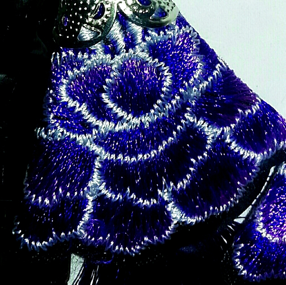 Purple rose bud earrings with tassels
